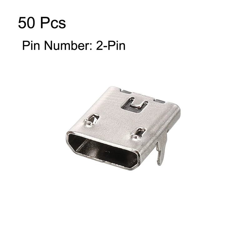 50PCS Micro USB Female Socket Connector 2-Pin DIP 90 Degree Replacement Adapter