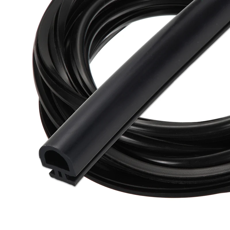 Weather Stripping Door Seal 5/16" Wide D-Shape Silicone 1/4" Slot 19.7Ft Black