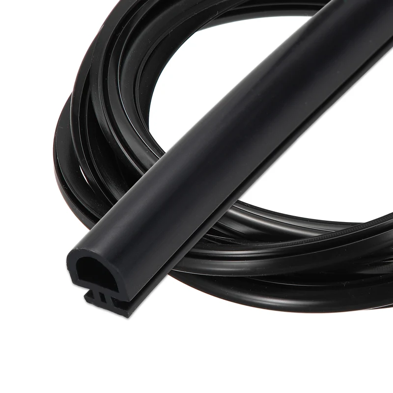 Weather Stripping Door Seal 5/16" Wide D-Shape Silicone 1/4" Slot 9.8Ft Black