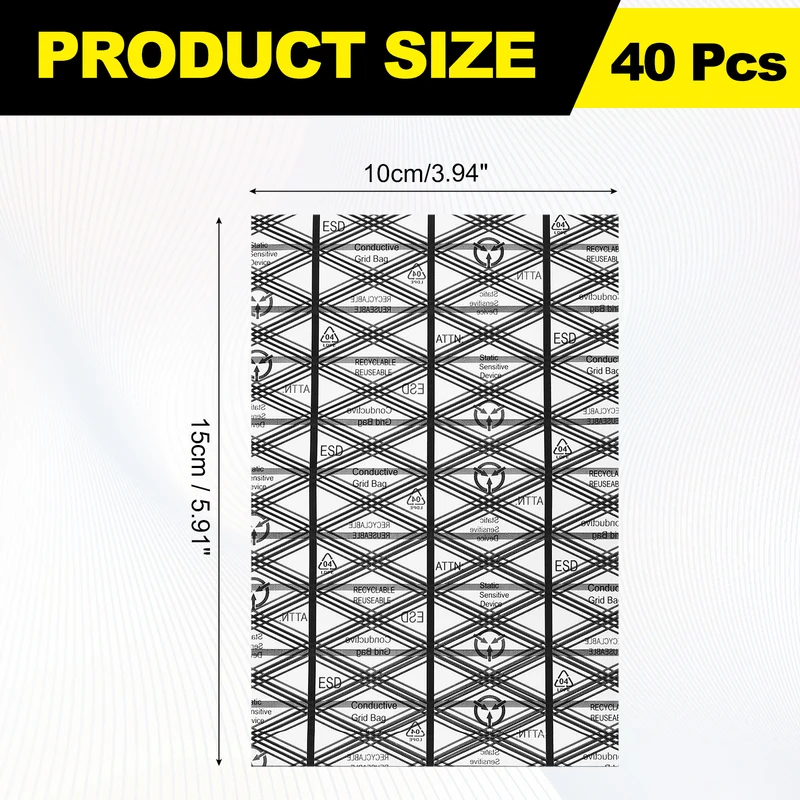 40pcs 4" x 6" Anti Static Bags PE Open Top ESD Shielding Antistatic Bag