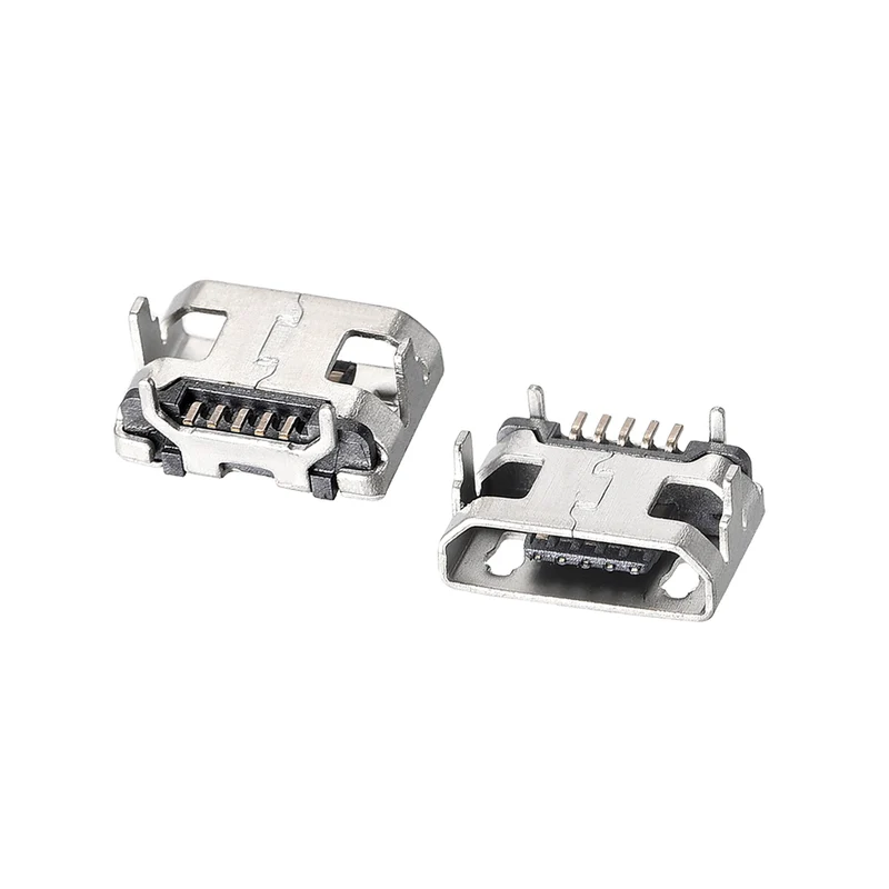 100PCS Micro USB Female Socket Connector Jack Port, 5-Pin DIP 180 Degree Replacement Adapter