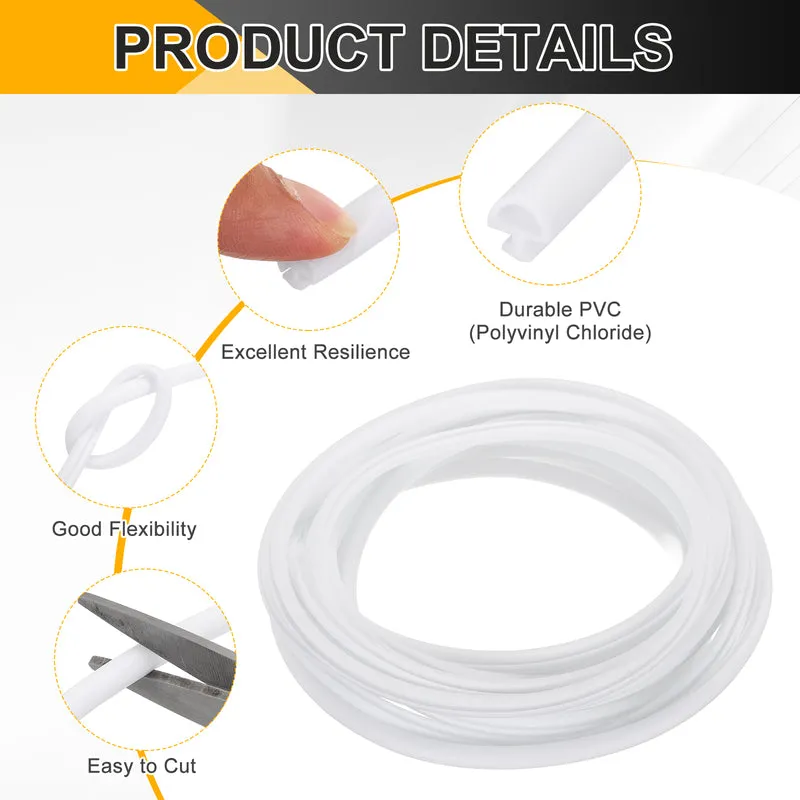 Weather Stripping Door Seal 5/16" Wide D-Shape for 11/64" Slot 19.7Ft White
