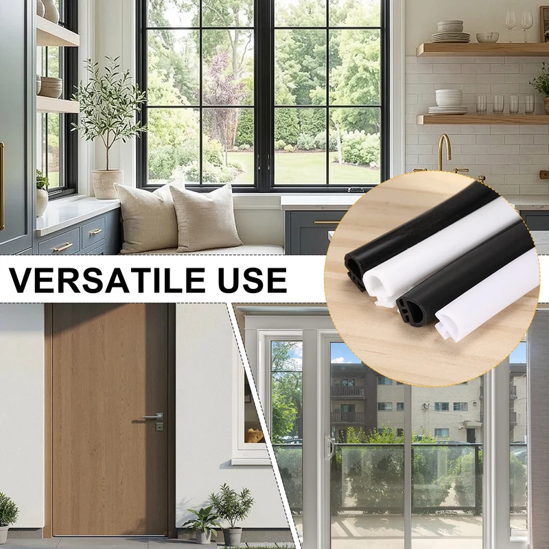 Weather Stripping Door Seal 5/16" Wide D-Shape for 11/64" Slot 19.7Ft White