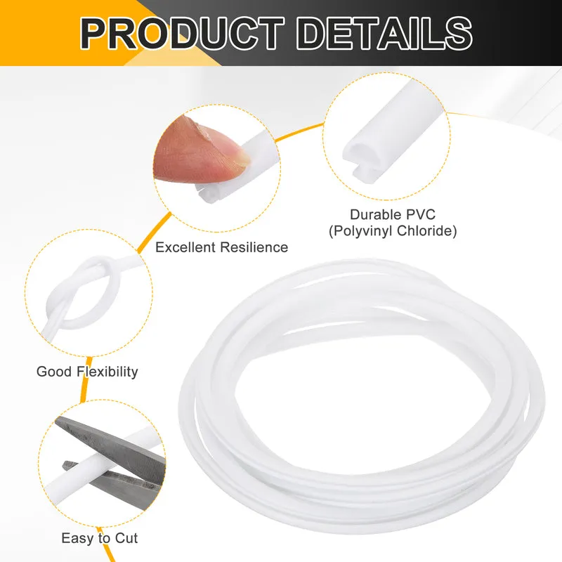 Weather Stripping Door Seal 5/16" Wide D-Shape for 11/64" Slot 9.8Ft White