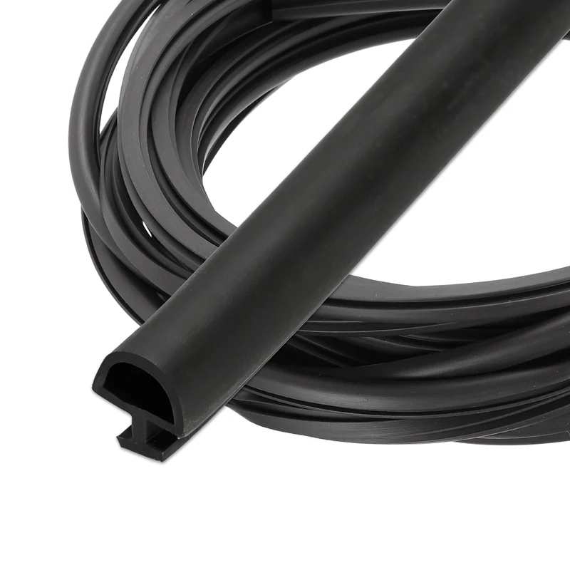 Weather Stripping Door Seal 5/16" Wide D-Shape for 11/64" Slot 19.7Ft Black