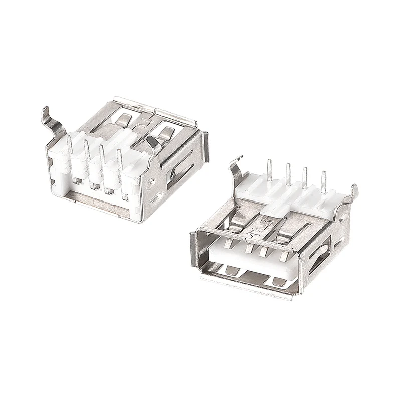 10PCS USB 2.0 Type a Female Socket Connectors Jack Port, 4-Pin DIP 90 Degree, Replacement Adapter