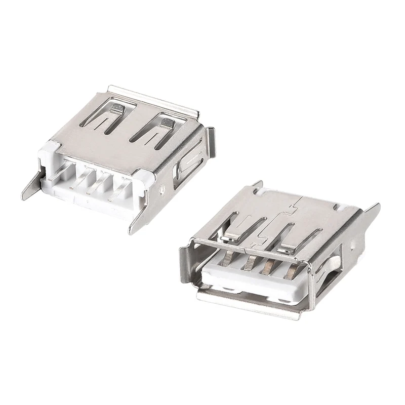 10PCS USB 2.0 Type A Female Socket Connector Port, 4-Pin DIP 180 Degree Adapter