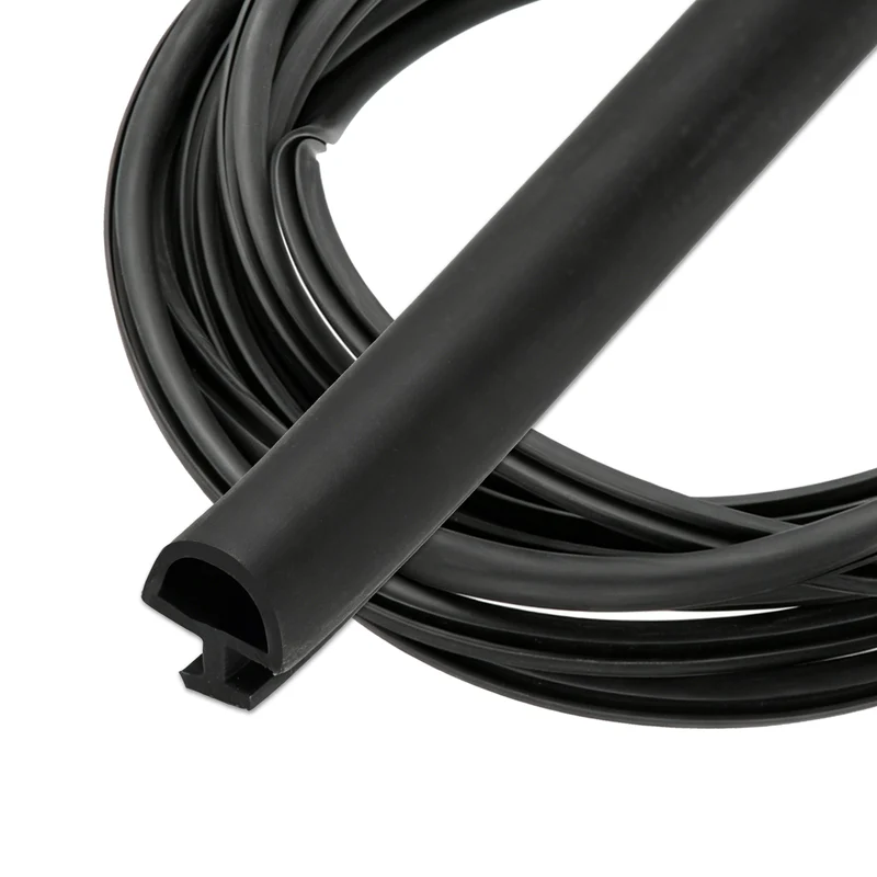 Weather Stripping Door Seal 5/16" Wide D-Shape for 11/64" Slot 9.8Ft Black