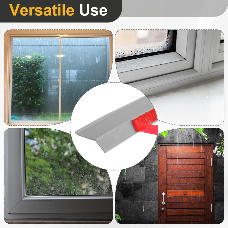 Self-Adhesive Door Rain Drip Guard Rain Deflector 39.4" x 2.17" Gray 2Pcs