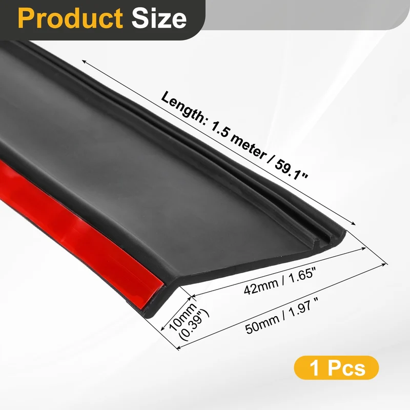 Self-Adhesive Door Rain Drip Guard Rain Deflector 59.1" x 1.97" Black