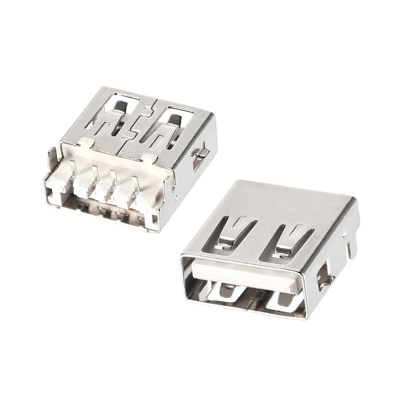 10PCS USB 2.0 Type A Female Socket Connector 4-Pin DIP 90 Degree Repair Adapter