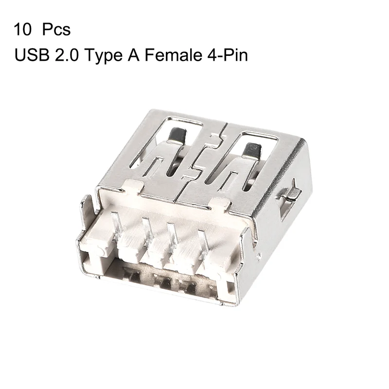 10PCS USB 2.0 Type A Female Socket Connector 4-Pin DIP 90 Degree Repair Adapter