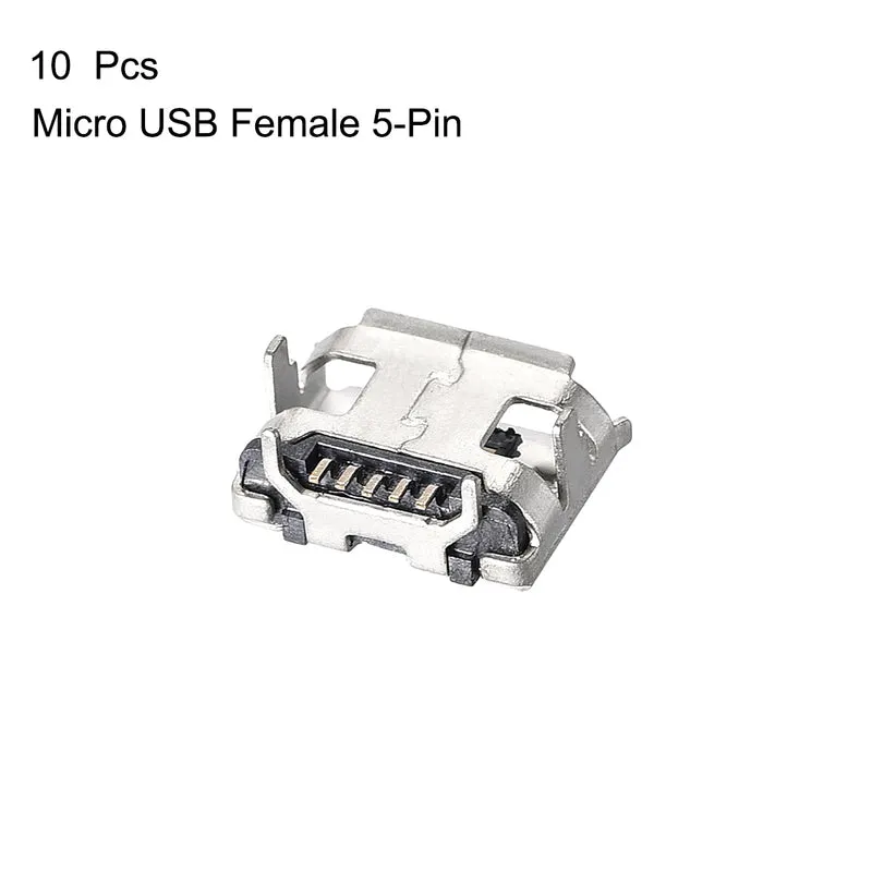 10PCS Micro USB Female Socket Connector 5-Pin Replacement Adapter