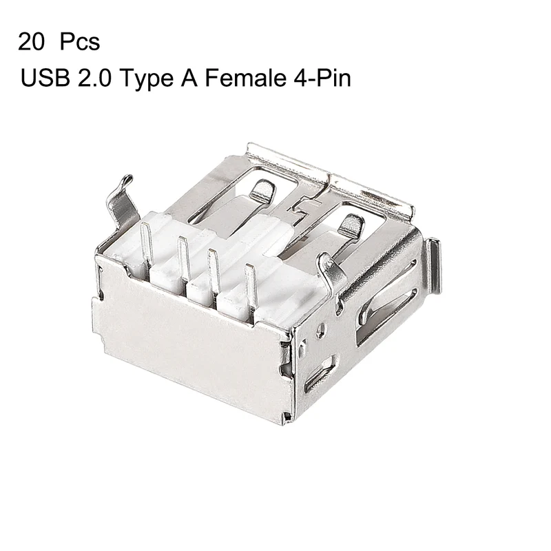 20PCS USB 2.0 Type A Female Socket Connector 4-Pin 90 Degree Repair Adapter