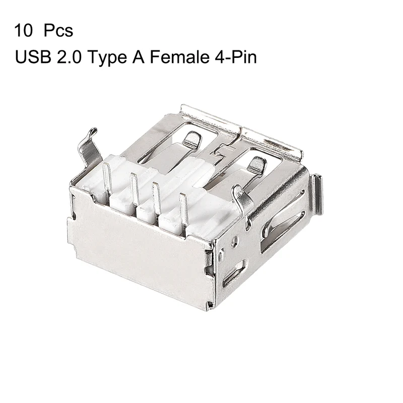 10PCS USB 2.0 Type A Female Socket Connector Port, 4-Pin DIP 90 Degree Right Angle, Repair Replacement Adapter