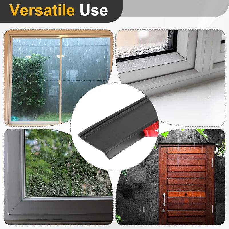 Self-Adhesive Door Rain Drip Guard Rain Deflector 39.4" x 1.97" Black