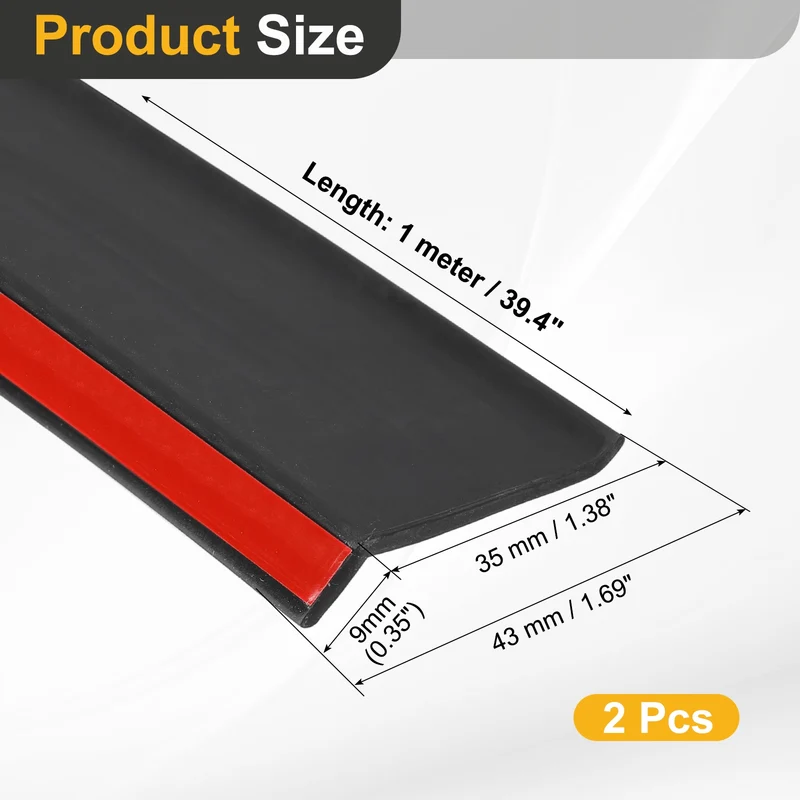 Self-Adhesive Door Rain Drip Guard Rain Deflector 39.4" x 1.69" Black 2Pcs