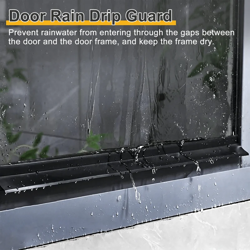 Self-Adhesive Door Rain Drip Guard Rain Deflector 39.4" x 1.69" Black