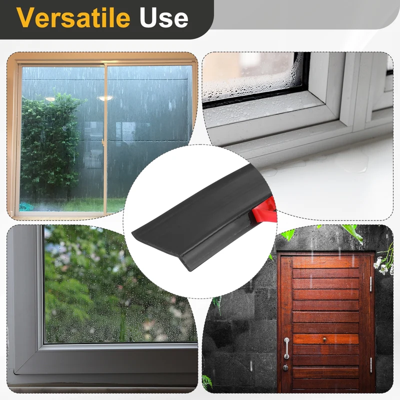 Self-Adhesive Door Rain Drip Guard Rain Deflector 19.7" x 1.69" Black 2Pcs