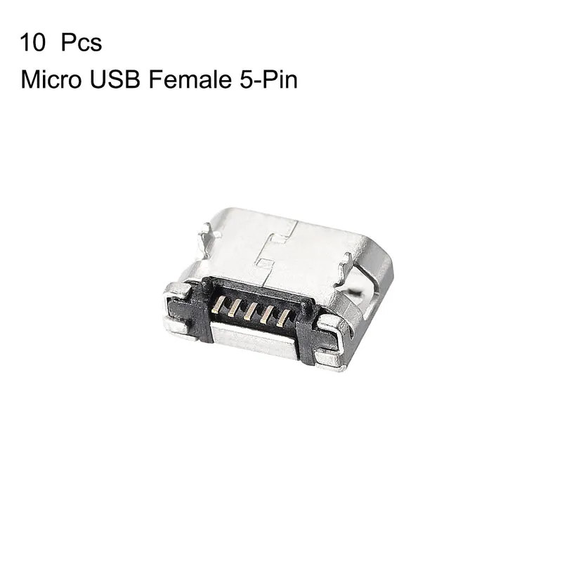 10X Micro USB Female Socket Connector , 5-Pin 180 Degree, Repair Adapter
