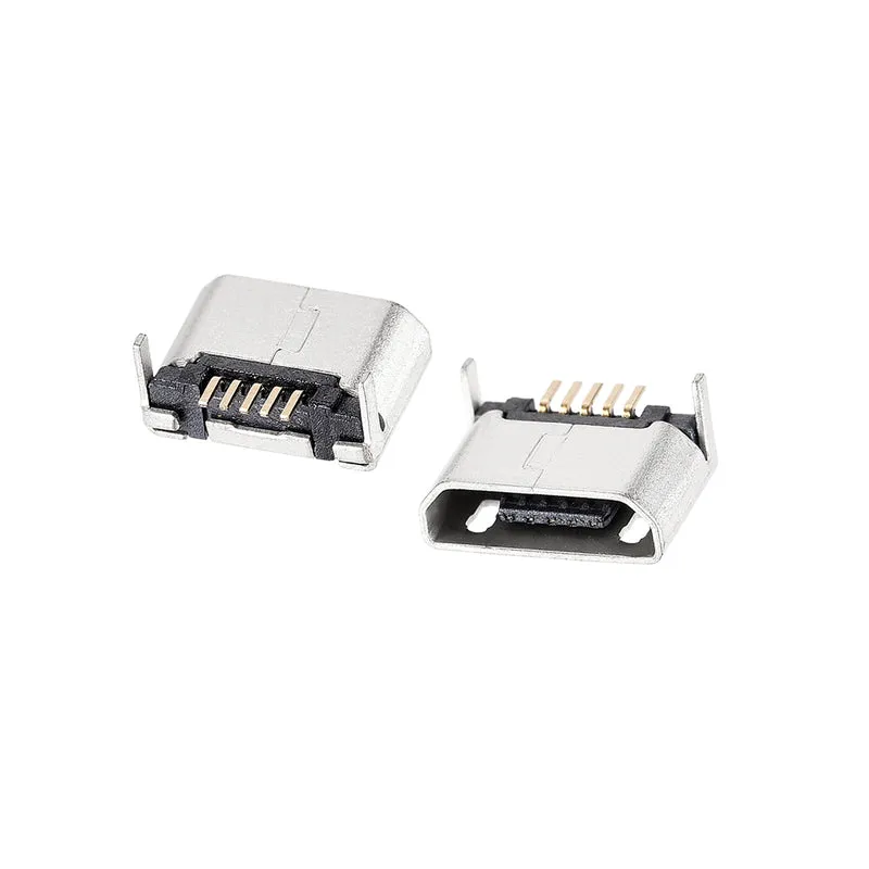 10 PCS Micro USB Female Socket Connector Jack, 5-Pin DIP 180 Degree, Repair Replacement Adapter