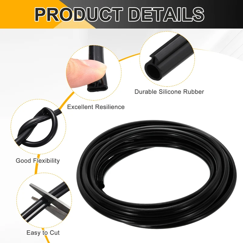 Kerf Weather Stripping Seal Strip Silicone 11/32"Wide Bulb 3/16"Slot 13Ft Black