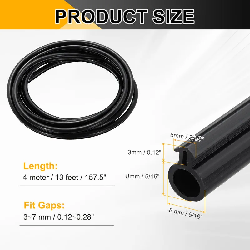 Kerf Weather Stripping Seal Strip Silicone 5/16"Wide Bulb 3/16"Slot 13Ft Black
