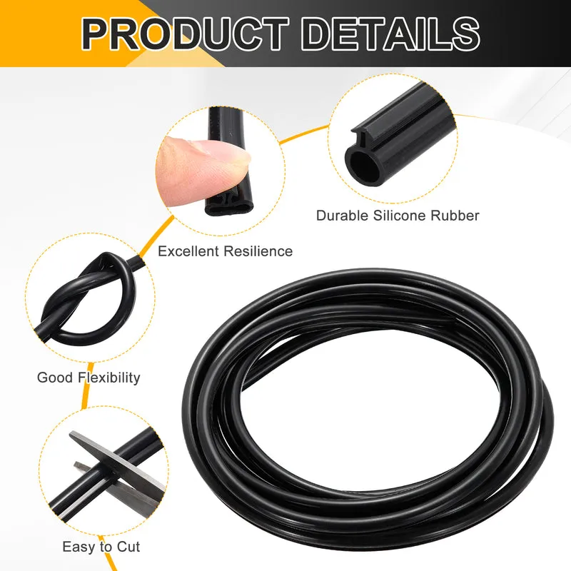 Kerf Weather Stripping Seal Strip Silicone 5/16"Wide Bulb 3/16"Slot 13Ft Black