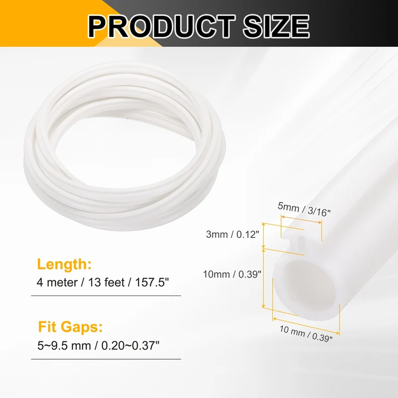 Kerf Weather Stripping Seal Strip TPE 3/8" Wide Bulb for 3/16" Slot 13Ft White