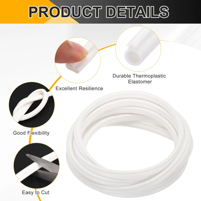 Kerf Weather Stripping Seal Strip TPE 3/8" Wide Bulb for 3/16" Slot 13Ft White