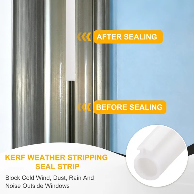 Kerf Weather Stripping Seal Strip TPE 3/8" Wide Bulb for 3/16" Slot 13Ft White
