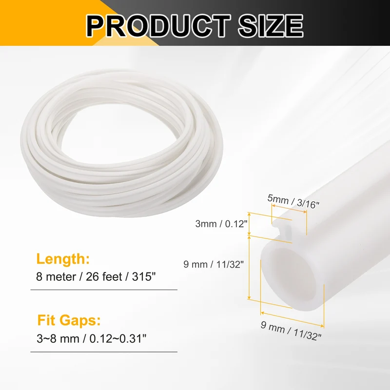 Kerf Weather Stripping Seal Strip TPE 11/32" Wide Bulb for 3/16" Slot 26Ft White