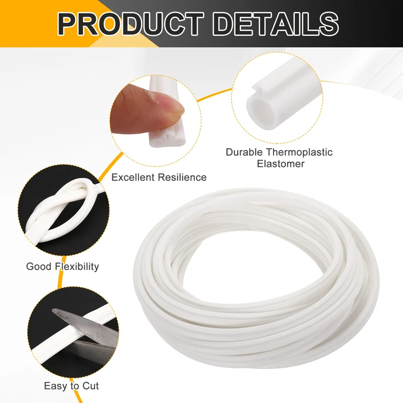 Kerf Weather Stripping Seal Strip TPE 11/32" Wide Bulb for 3/16" Slot 26Ft White