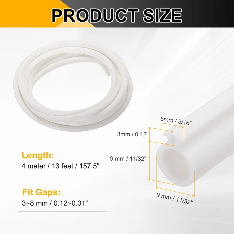 Kerf Weather Stripping Seal Strip TPE 11/32" Wide Bulb for 3/16" Slot 13Ft White