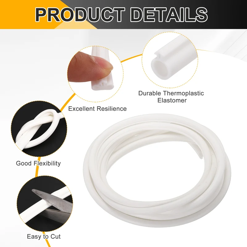 Kerf Weather Stripping Seal Strip TPE 11/32" Wide Bulb for 3/16" Slot 13Ft White