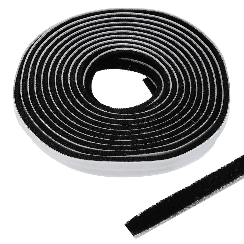 Brush Weather Stripping 11/32"x3/16"x24.9Ft Self-Adhesive Seal Strip Black