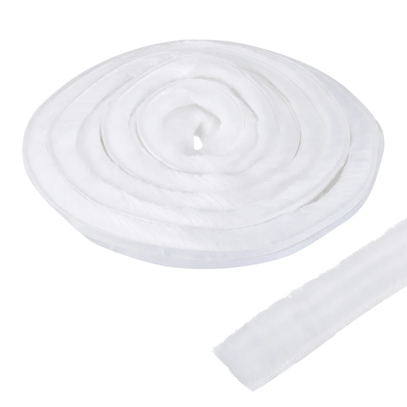Brush Weather Stripping 11/32"x29/32"x24.9Ft Self-Adhesive Seal Strip White