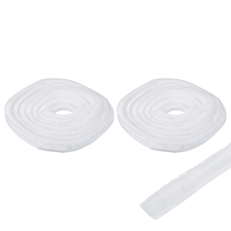 2Pcs Brush Weather Stripping 11/32"x19/32"x24.9Ft Self-Adhesive Seal Strip White