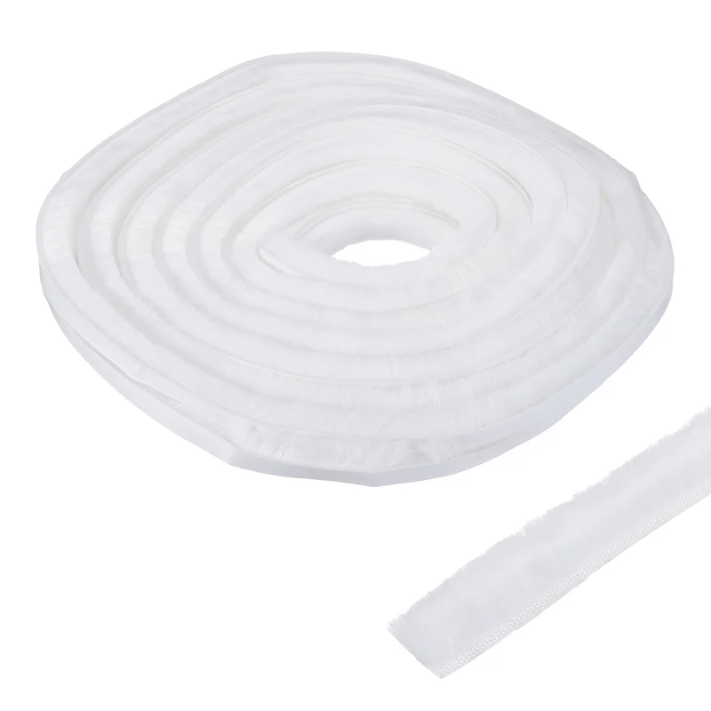 Brush Weather Stripping 11/32"x19/32"x24.9Ft Self-Adhesive Seal Strip White