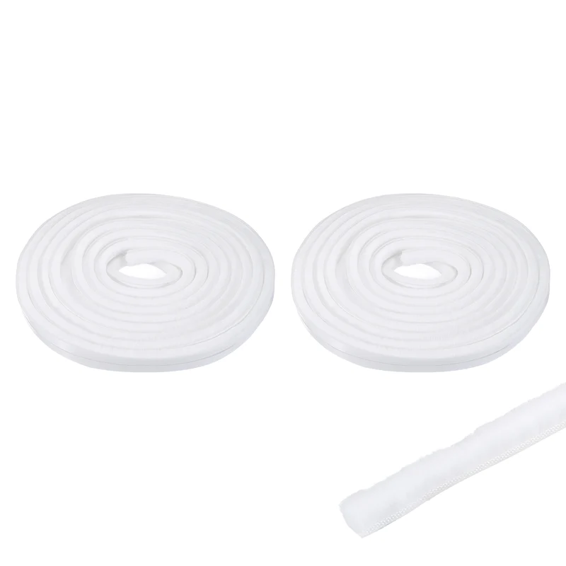 2Pcs Brush Weather Stripping 11/32"x11/32"x24.9Ft Self-Adhesive Seal Strip White