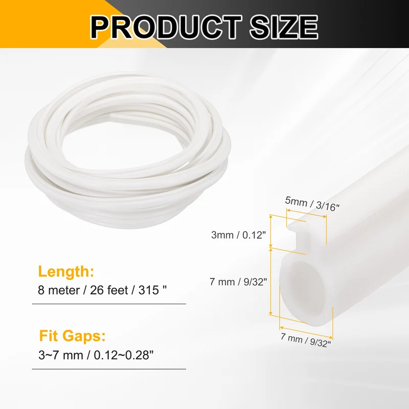 Kerf Weather Stripping Seal Strip TPE 9/32" Wide Bulb for 3/16" Slot 26Ft White