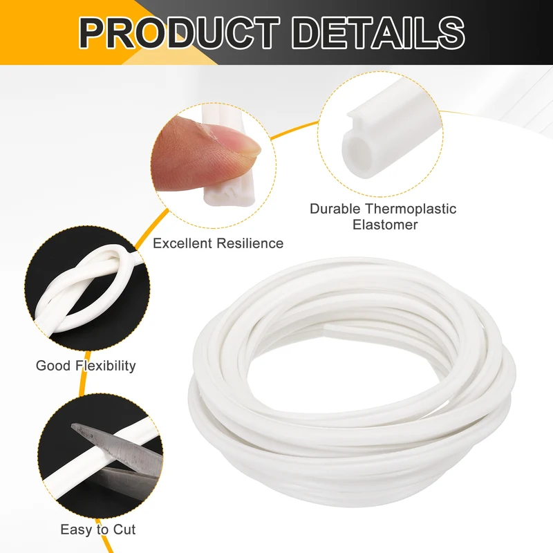 Kerf Weather Stripping Seal Strip TPE 9/32" Wide Bulb for 3/16" Slot 26Ft White