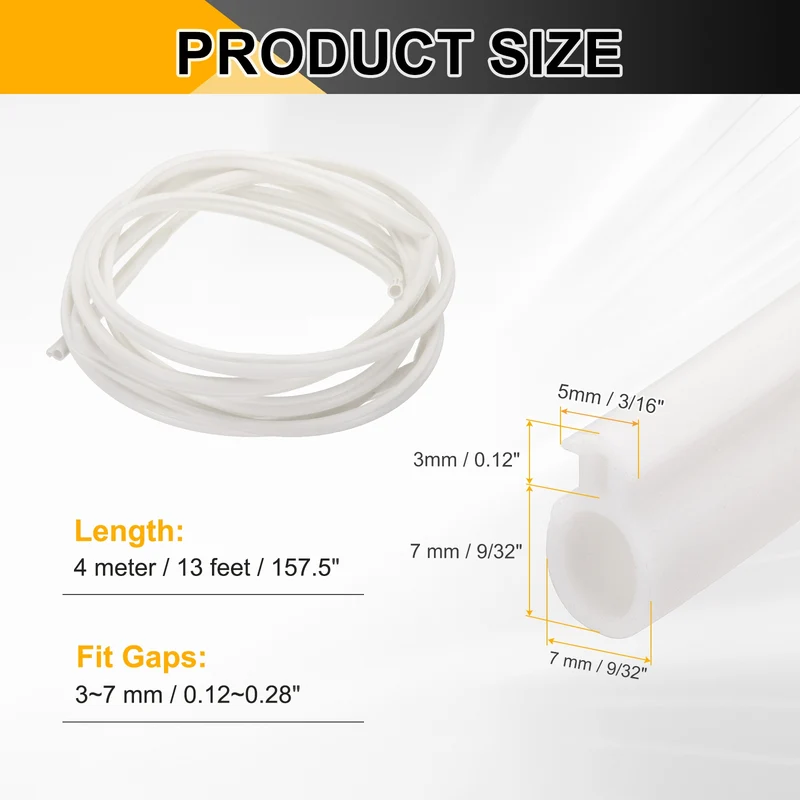 Kerf Weather Stripping Seal Strip TPE 9/32" Wide Bulb for 3/16" Slot 13Ft White