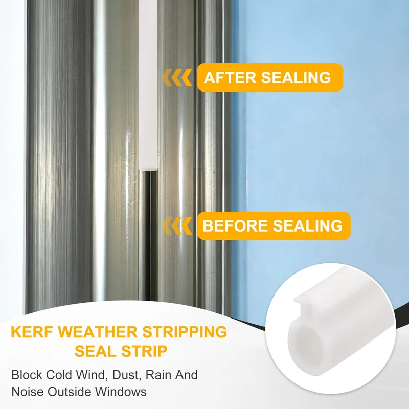 Kerf Weather Stripping Seal Strip TPE 9/32" Wide Bulb for 3/16" Slot 13Ft White