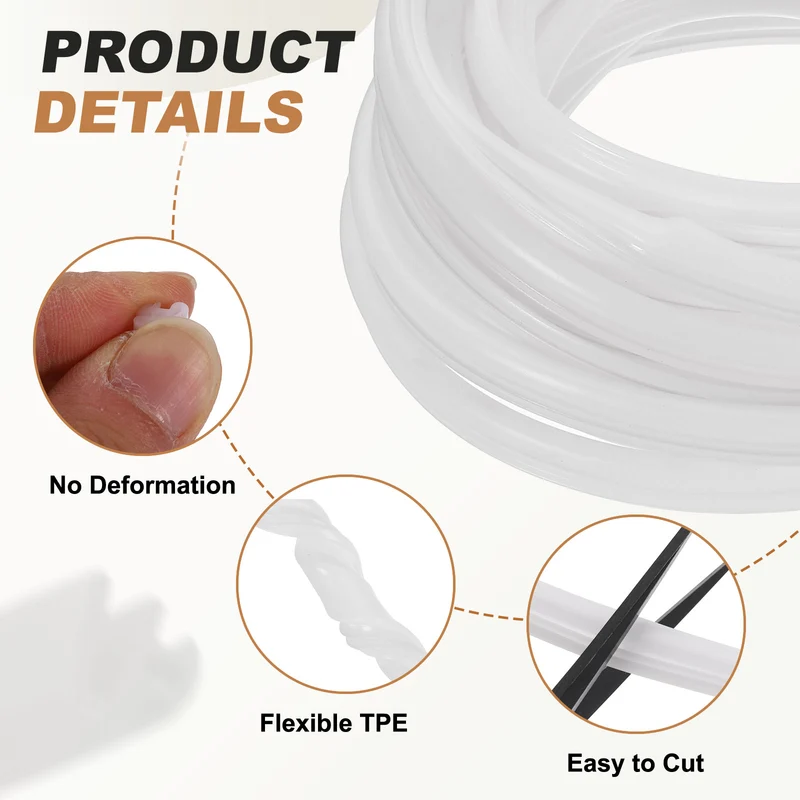 Window Weatherstrip Seal (17ft x 1/4") - Bulb Bubble Kerf Weatherstrip, White
