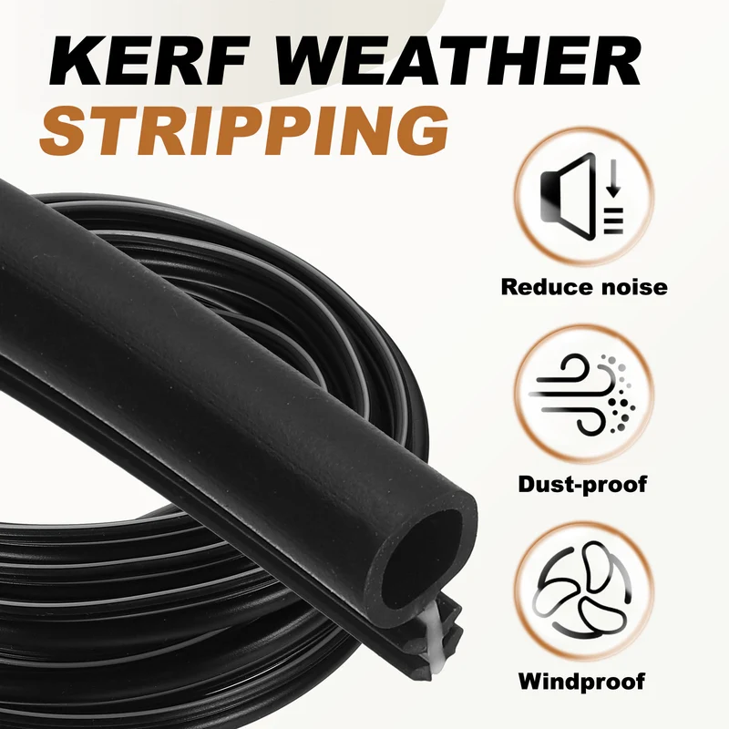 Window Weatherstrip Seal (50ft x 1/4") - Bulb Bubble Kerf Weatherstrip, Black