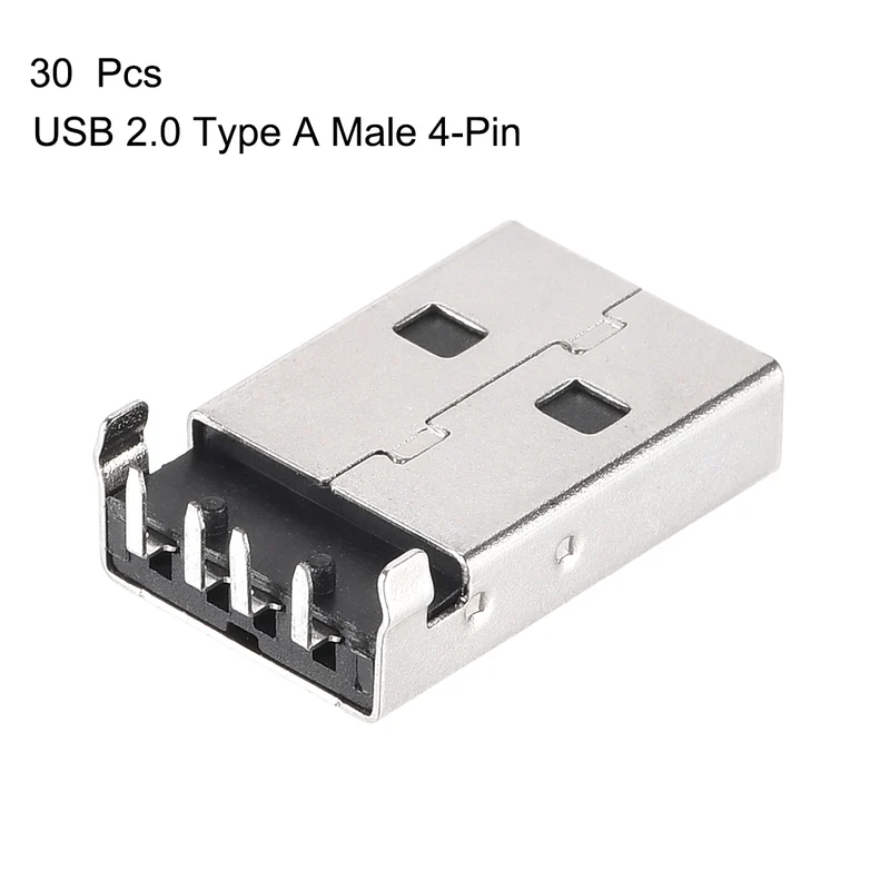 30X USB 2.0 Type A Male Socket Connector, 4-Pin DIP 90 Degree Repair Adapter