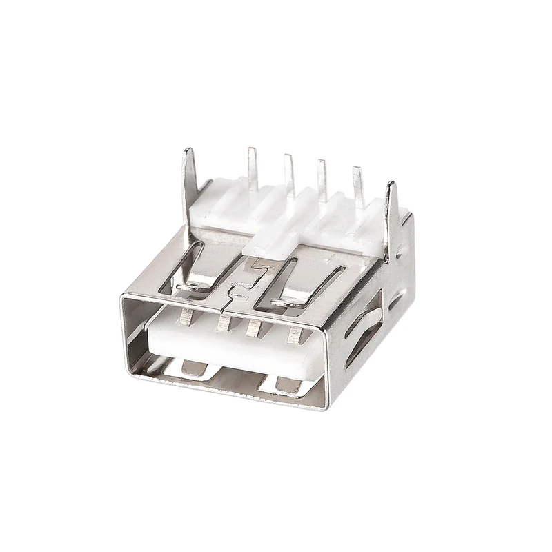 10PCS USB 2.0 Type A Female Socket Connector Port, 4-Pin Right Angle Adapter