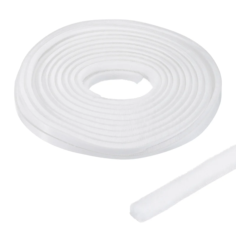 Brush Weather Stripping 11/32"x3/16"x24.9Ft Self-Adhesive Seal Strip White