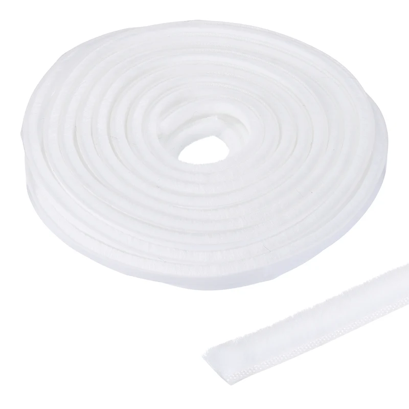 Brush Weather Stripping 9/32"x5/16"x24.9Ft Self-Adhesive Seal Strip White